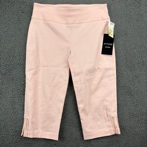 ATTYRE New York Pink Capri‎ Pants Womens Size 2 Crochet Trim Cropped